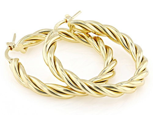 18k Yellow Gold Over Bronze Twist Hoop Earrings