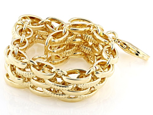 18k Yellow Gold Over Bronze Fancy Textured Bracelet - Size 8