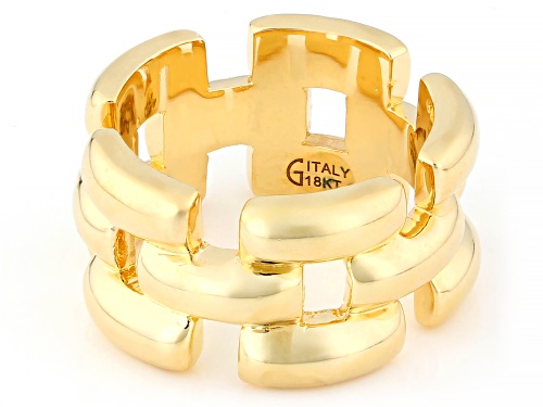 18k Yellow Gold Over Bronze Panther Link Ring - Size 6