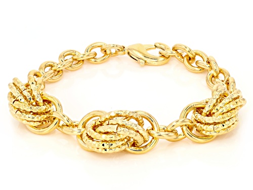Moda Al Massimo® 18k Yellow Gold Over Bronze Diamond Cut Intertwined Circle Bracelet. Made in Italy. - Size 8