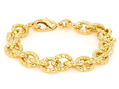 Moda Al Massimo® 18k Yellow Gold Over Bronze Textured Rolo Bracelet. Made in Italy. - Size 8
