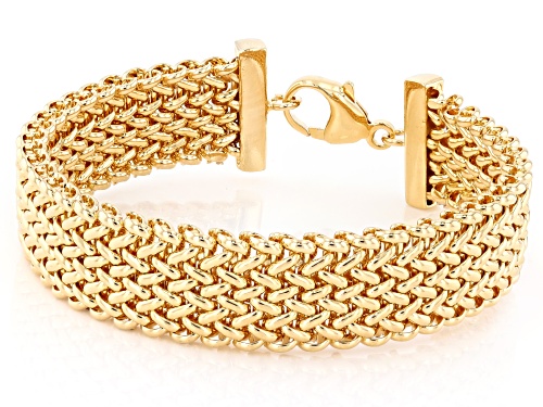 Moda Al Massimo® 18k Yellow Gold Over Bronze Woven Bracelet. Made in Italy. - Size 8