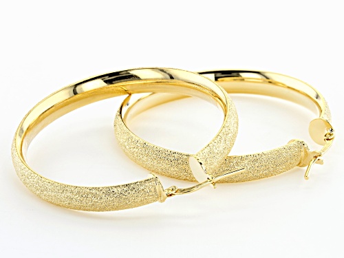 Moda Al Massimo® 18K Yellow Gold Over Bronze Diamond Cut Tube Hoop Earrings