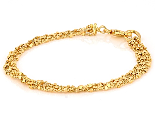Moda Al Massimo® 18k Yellow Gold Over Bronze 0.45mm Bead Station Bracelet. Made in Italy. - Size 8