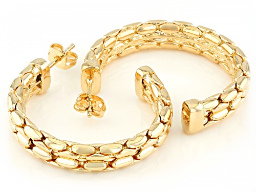 18k Yellow Gold Over Bronze Cardano Hoop Earrings