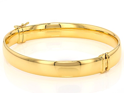 18k Yellow Gold Over Bronze Oval Bangle Bracelet - Size 8