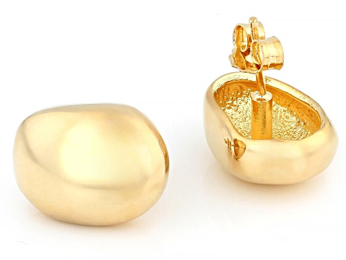Moda Al Massimo® 18k Yellow Gold Over Bronze Pebble Button Earrings. Made in Italy.
