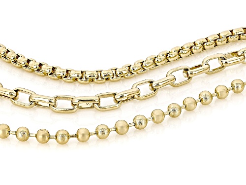 Moda Al Massimo® 18k Yellow Gold Over Bronze 2.5-4.5mm Bracelet Set of 3. Made in Italy. - Size 7.25