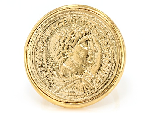 Moda Al Massimo® 18k Yellow Gold Over Bronze Faux Coin Ring. Made in Italy. - Size 9