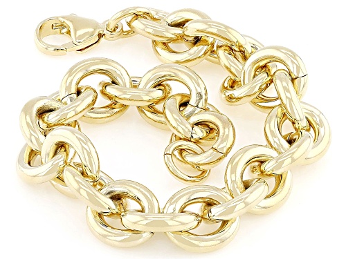 Moda Al Massimo® 18k Yellow Gold Over Bronze 11.5mm Rolo Link Bracelet - Size 7.5