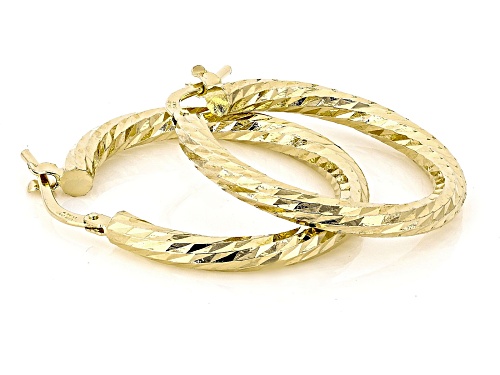 Moda Al Massimo® 18k Yellow Gold Over Bronze Diamond Cut Hoop Earrings