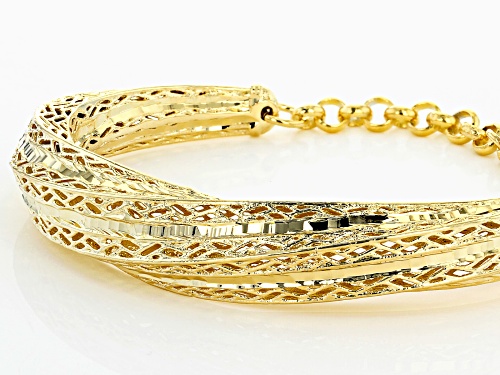 Moda Al Massimo® 18K Yellow Gold Over Bronze Crossover Bangle Bracelet - Size 7