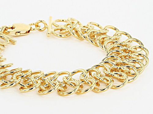 Moda Al Massimo® 18K Yellow Gold Over Bronze Round Cable Link Bracelet 8 Inch - Size 8