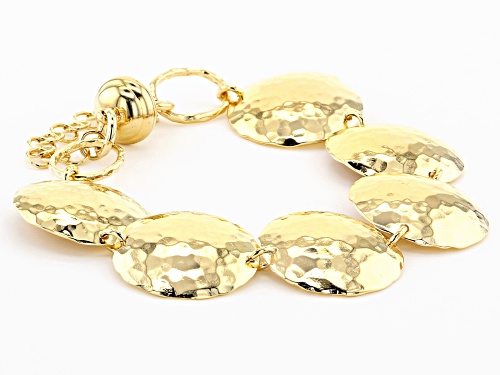 Moda Al Massimo™ 18K Yellow Gold Over Bronze Hammered Disc Link Bracelet - Size 8