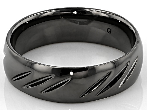 Moda Al Massimo Gunmetal Rhodium Over Bronze Diamond Cut Comfort Fit 6MM Band Ring - Size 7