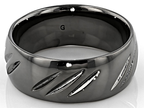 Moda Al Massimo® Gunmetal Rhodium Over Bronze Comfort Fit 8MM Diamond Cut Band Ring - Size 7