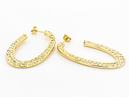 MODA AL MASSIMO™ 18K Yellow Gold Over Bronze Hammered Oval Hoop Earrings
