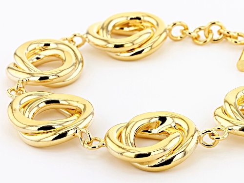 MODA AL MASSIMO™ 18K Yellow Gold Over Bronze Round Double Link With Toggle Clasp Bracelet 8.5