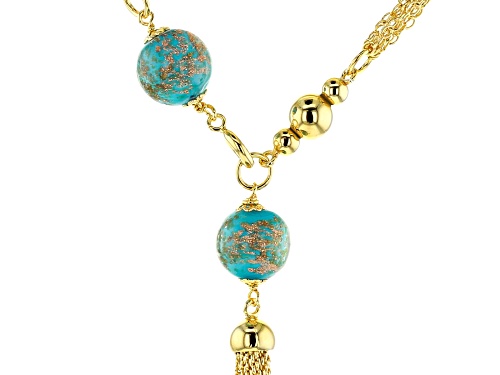 Moda Al Massimo™ 18K Yellow Gold Over Bronze Multi-strand Tassel Stationed Front Clasp Necklace 20