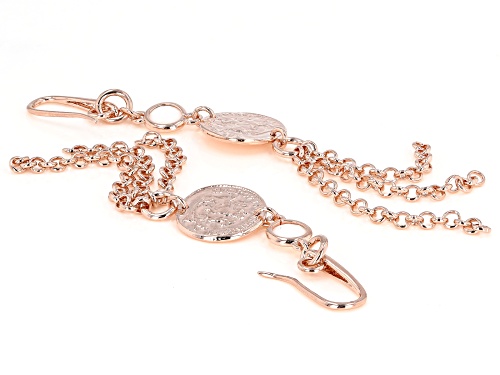 Moda Al Massimo™ 18K Rose Gold Over Bronze Drop Coin Tassels with White Crystal Earrings