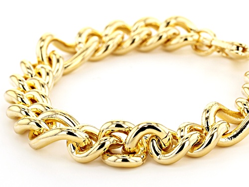 Moda Al Massimo™ 18k Yellow Gold Over Bronze Station Curb Bracelet 8.5 Inches - Size 8.5