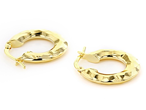 Moda Al Massimo™ 18k Yellow Gold Over Bronze Hammered Hoop Earrings 20mm