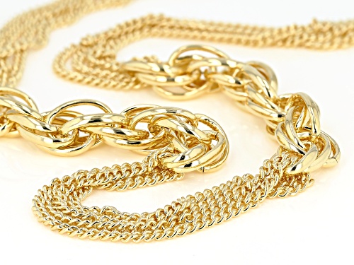 Moda Al Massimo™ 18K Yellow Gold Over Bronze Multi-Strand Chain with Side Link Stations 30