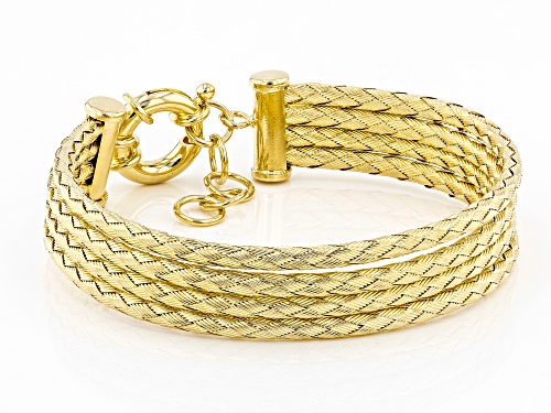 Moda Al Massimo ® 18k Yellow Gold Over Bronze Multi Row 12.16MM Woven Chain Bracelet - Size 8