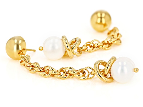 Moda Al Massimo™ 18K Yellow Gold Over Bronze Pearl Simulant Earrings