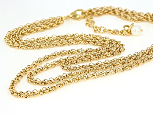 Moda Al Massimo™ 18K Yellow Gold Over Bronze Multi-Row Loose Rope with Pearl Simulant 20