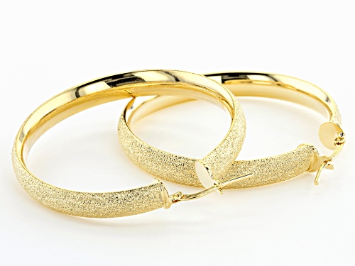 Moda Al Massimo® 18K Yellow Gold Over Bronze 50MM Textured Tube Hoop Earrings