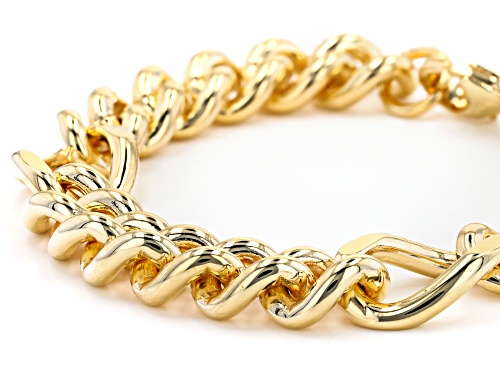 Moda Al Massimo® 18K Yellow Gold Over Bronze 13.9MM Curb Station Link Bracelet - Size 7.5