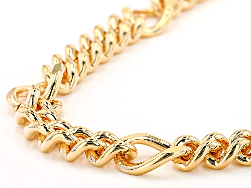 Moda Al Massimo® 18K Yellow Gold Over Bronze 14.5MM Curb Station Chain - Size 28