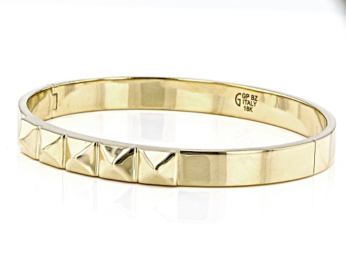 Moda Al Massimo® 18K Yellow Gold Over Bronze 7.6MM Pyramid Design Hinged Bangle Bracelet - Size 8