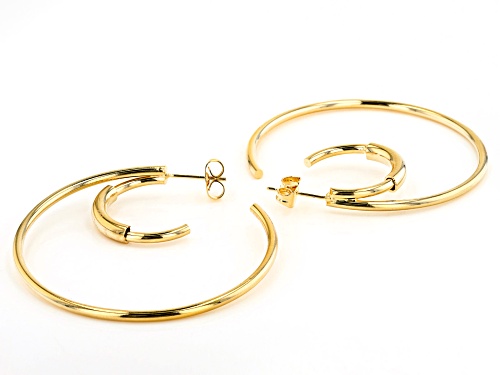 Moda Al Massimo® 18K Yellow Gold Over Bronze Double Tube J-Hoop Earrings