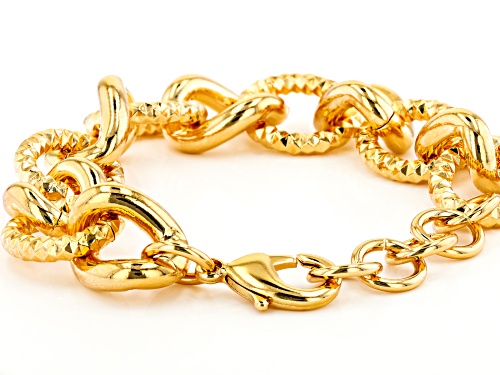 Moda Al Massimo™ 18K Yellow Gold Over Bronze Diamond-Cut Curb Link Bracelet - Size 8.5