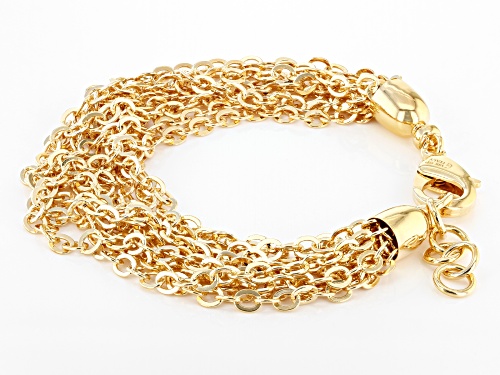 Moda Al Massimo™ 18K Yellow Gold Over Bronze Diamond-Cut Multi-Row Flat Rolo Bracelet - Size 8