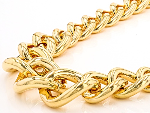 Moda Al Massimo® 18k Yellow Gold Over Bronze Polished & Satin Finish Curb 20 Inch Necklace - Size 20