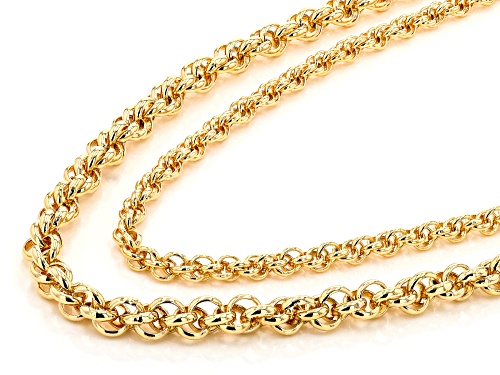 Moda Al Massimo® 18k Yellow Gold Over Bronze 2-Row Soft Twisted Oval Link 21 Inch Necklace - Size 21