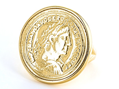 Moda Al Massimo® 18k Yellow Gold Over Bronze Replica Lira Coin Ring - Size 11
