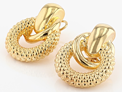 Moda Al Massimo® 18k Yellow Gold Over Bronze Polished & Beaded Door Knocker Earrings
