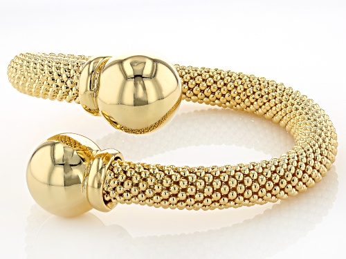 Moda Al Massimo® 18k Yellow Gold Over Bronze 10mm Popcorn Link Bypass Cuff Bracelet - Size 8