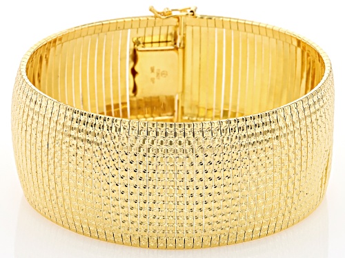 Moda Al Massimo® 18k Yellow Gold Over Bronze Diamond-Cut Omega Link Bracelet - Size 7.5