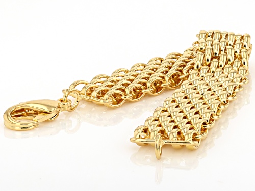 Moda Al Massimo® 18k Yellow Gold Over Bronze 19.4mm Bead Link Bracelet - Size 7.5