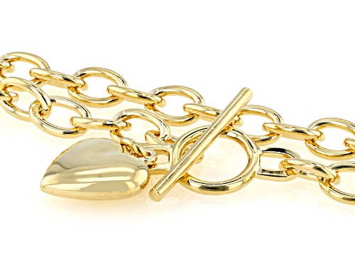 Moda Al Massimo® 18k Yellow Gold Over Bronze Cable Link Heart Toggle 20 Inch Chain - Size 20