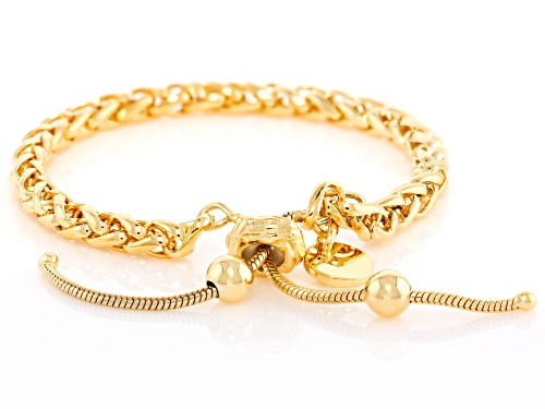 18k Yellow Gold Over Bronze Spiga Link Sliding Adjustable Bracelet