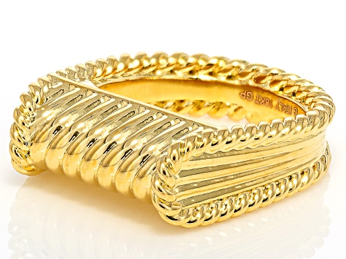 Moda Al Massimo™ 18k Yellow Gold Over Bronze Textured Barrel Ring. Made in Italy. - Size 9