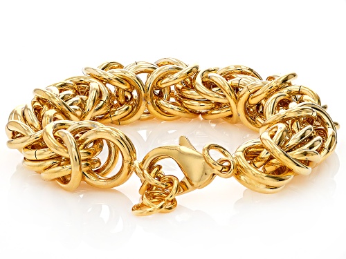 Moda Al Massimo™ 18k Yellow Gold Over Bronze Graduated Byzantine Bracelet. Made in Italy. - Size 8.5