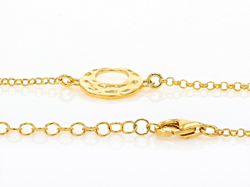 Moda Al Massimo™ 18k Yellow Gold Over Bronze Hammered Circle Station Necklace. Made in Italy. - Size 31