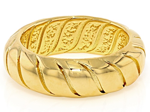 18k Yellow Gold Over Bronze Scalloped Ring - Size 9